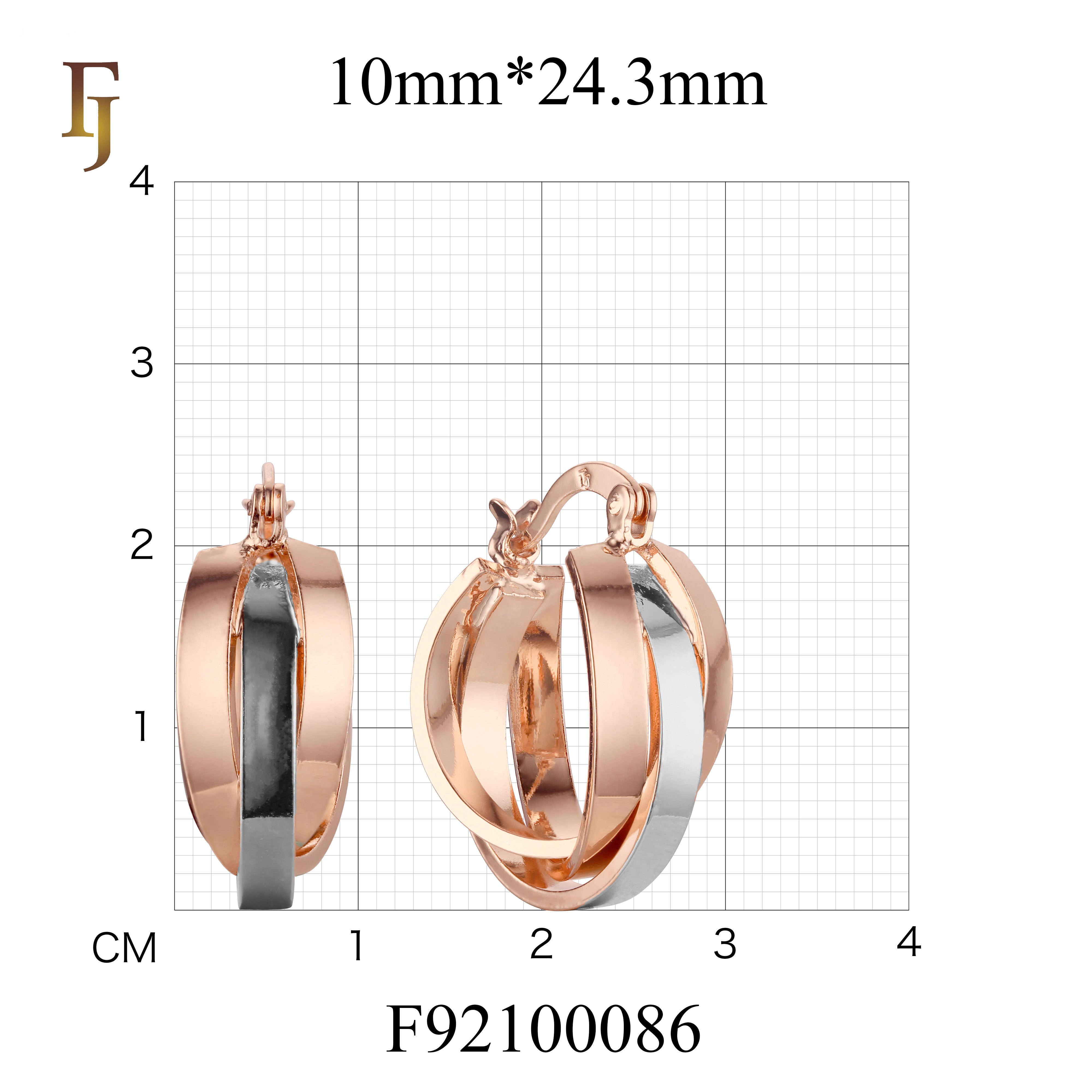 Aretes de aro Trinity en Oro de 14K, Oro Rosa, baño de dos colores