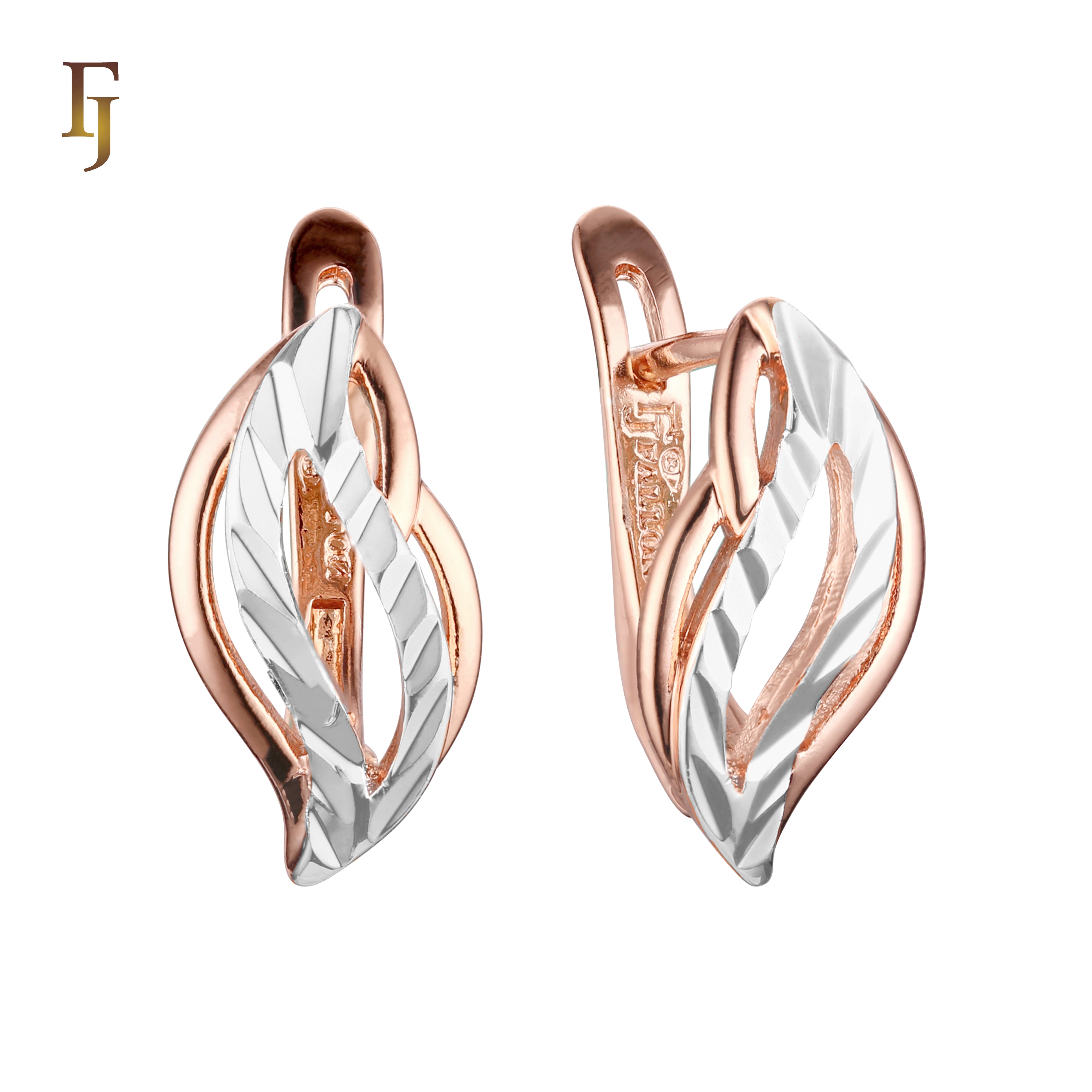 .Pendientes en Oro Rosa, baño en dos tonos