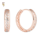 Pendientes de aro llave griega en Oro rosa, baño de dos colores