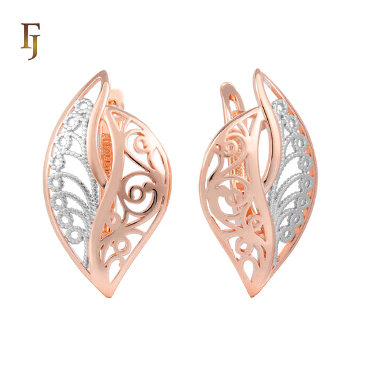 .Pendientes de filigrana en Oro Rosa, baño bicolor