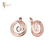 Rounded Spinning geometric Russian Lock Rose Gold two tone Earrings