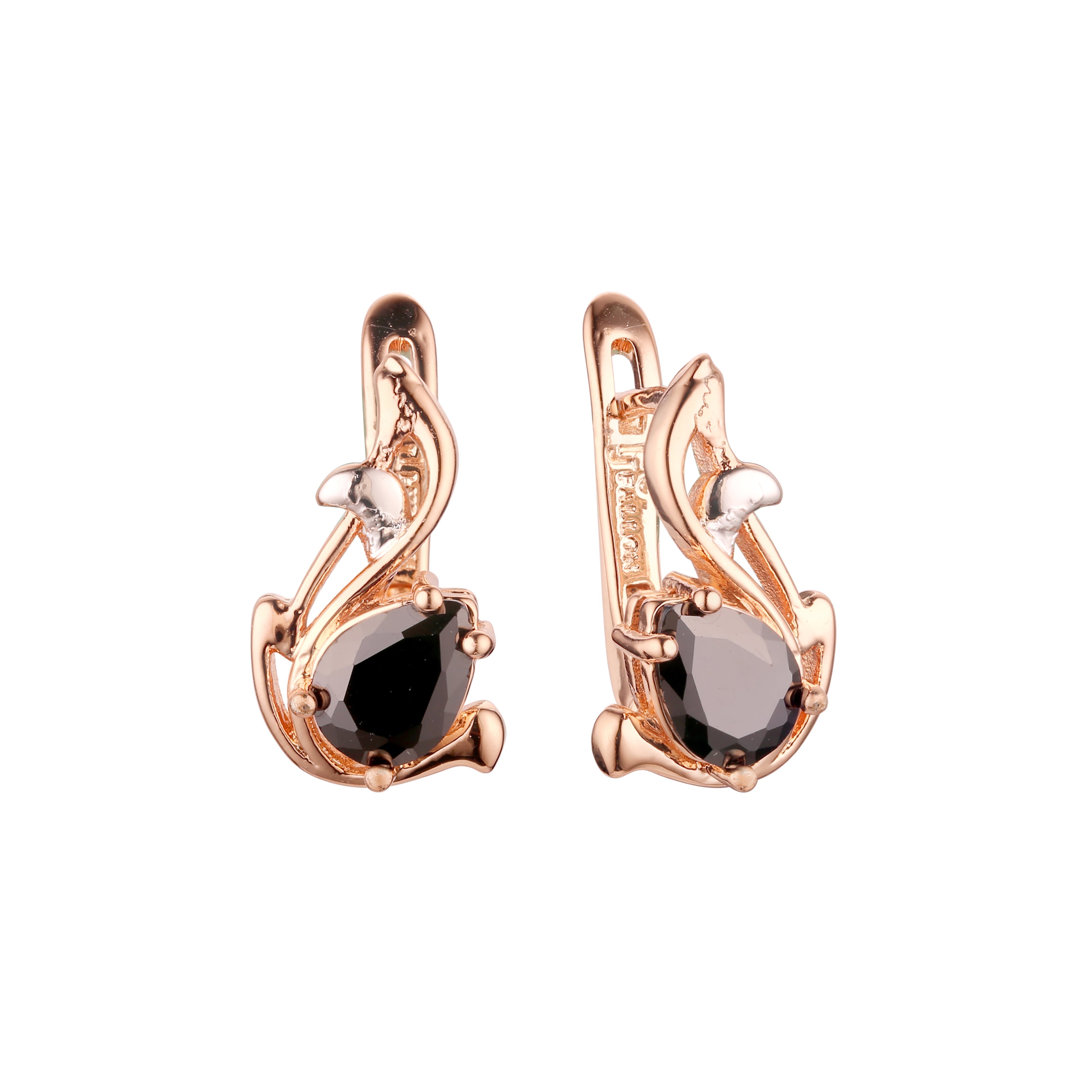 Pendientes Agile Birdy Solitaire en forma de lágrima, oro rosa, bicolor