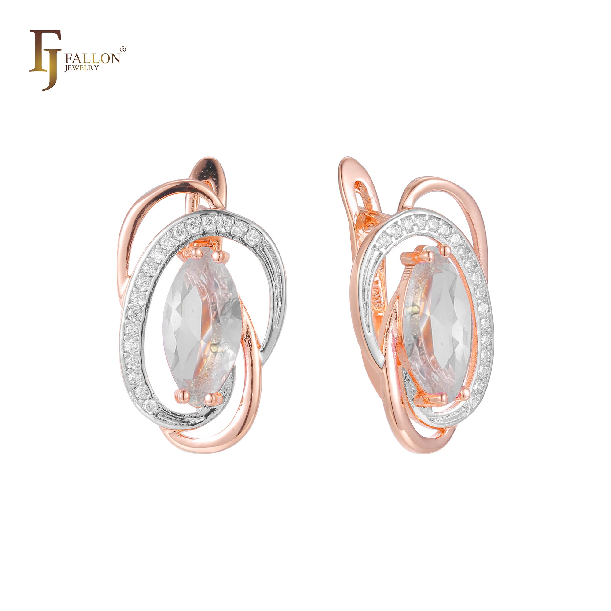 Серьги Solitaire Marquise из 14-каратного золота, розового золота, двухцветные