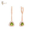 Pendientes de clip triangulares solitarios de oro rosa verde manzana amarillo