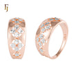 Mil anillos de moda triples geométricos de oro rosa en dos tonos
