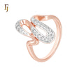 Snake white CZs Rose Gold two tone Fashion Rings