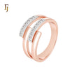 Double Paved white CZs Band Eternity Rose Gold two tone Wedding Band Rings