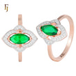 Solitario de dos tonos de oro rosa Anillos de piedra esmeralda marquesa