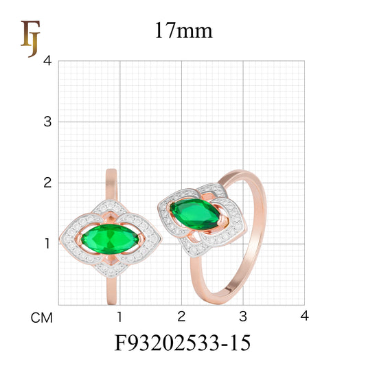 Solitario de dos tonos de oro rosa Anillos de piedra esmeralda marquesa