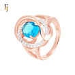 Blue Stone Swirl Flower Ring Rose Gold Plated Hypoallergenic Tarnish Resistant Jewelry FJ Fallon Jewelry