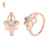 Plumeria Blossom Russian Lock Earrings in Rose Gold with CZ Accents | FJ Jewelry