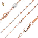 .Cadenas de cuentas con eslabones tipo cable chapadas en oro blanco, oro de 14 quilates, oro rosa, dos tonos