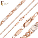Cadenas martilladas con forma de rayos de sol y eslabones brillantes estilo Figaro chapadas en oro de 14 quilates y oro rosa de dos tonos