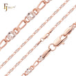 Cadenas de eslabones elegantes con diseño de rayos de sol en forma de círculo de Figaro chapadas en oro rosa de dos tonos