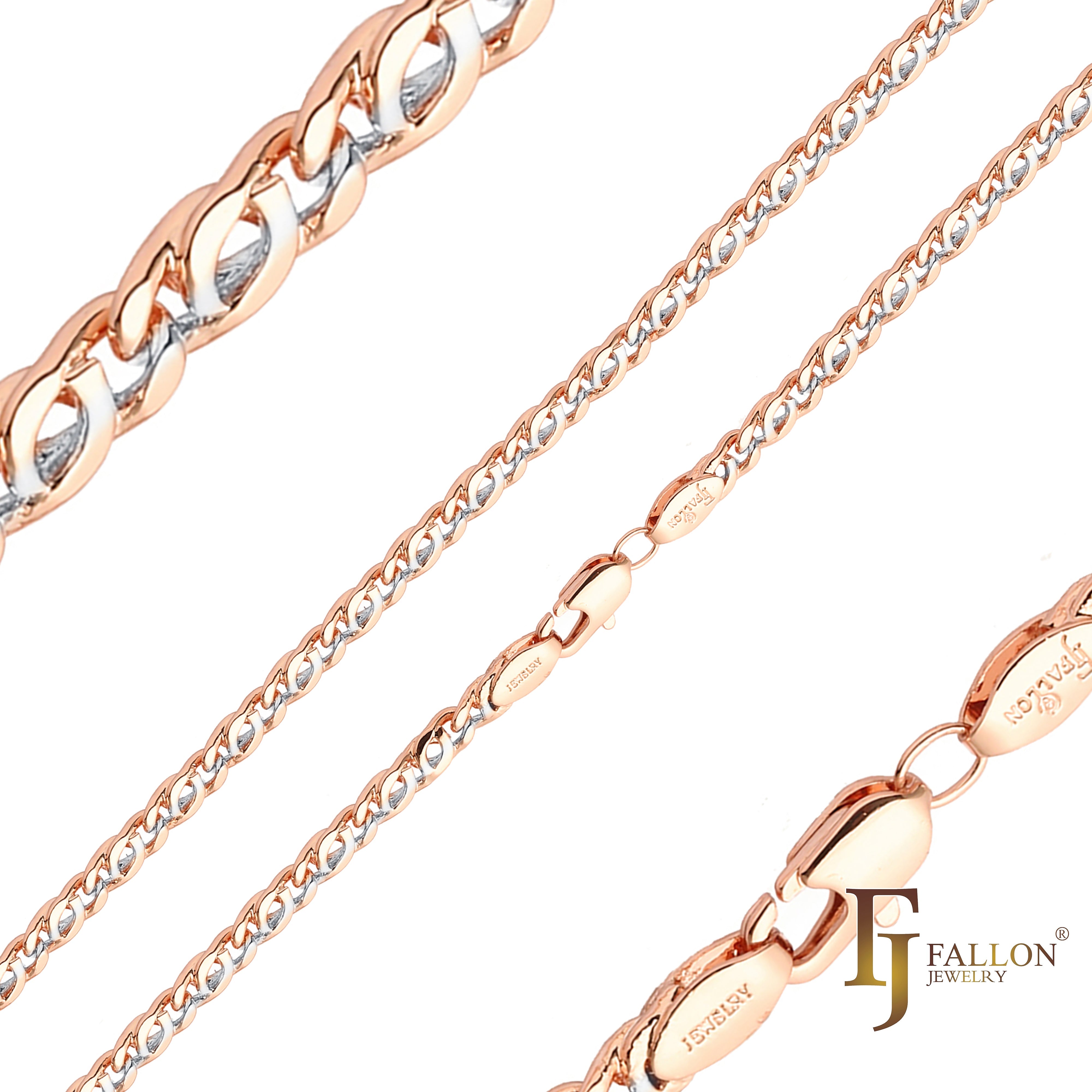 蜗牛马眼形链条镀 14K 金、玫瑰金，两种色调 [特别]