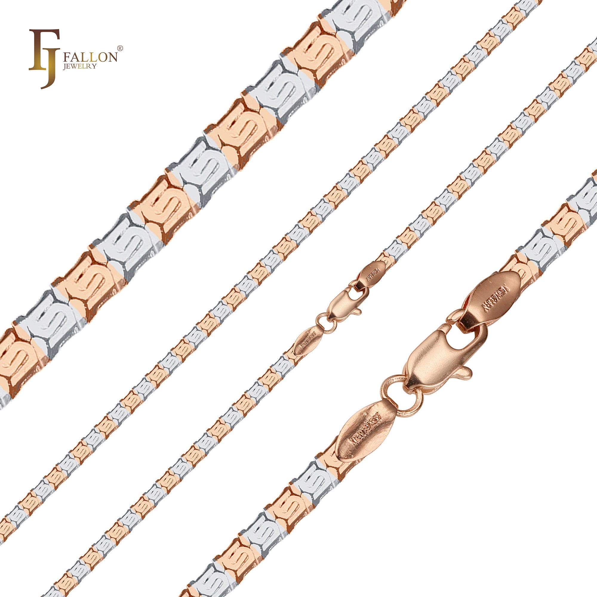 Overlapping S link Rose Gold two tone Fancy Link Chain