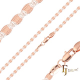 {Customize} Flat fancy snail link hammered two tone chains plated in 14K Gold, Rose Gold