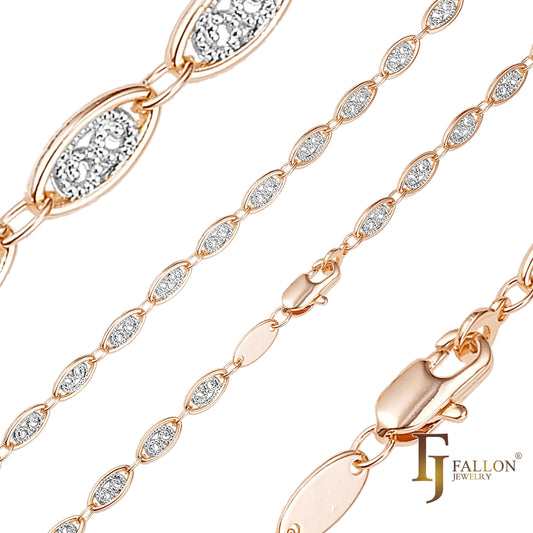 Cadenas de eslabones ovalados de dos tonos en oro rosa de 14 quilates y Cloud Fancy