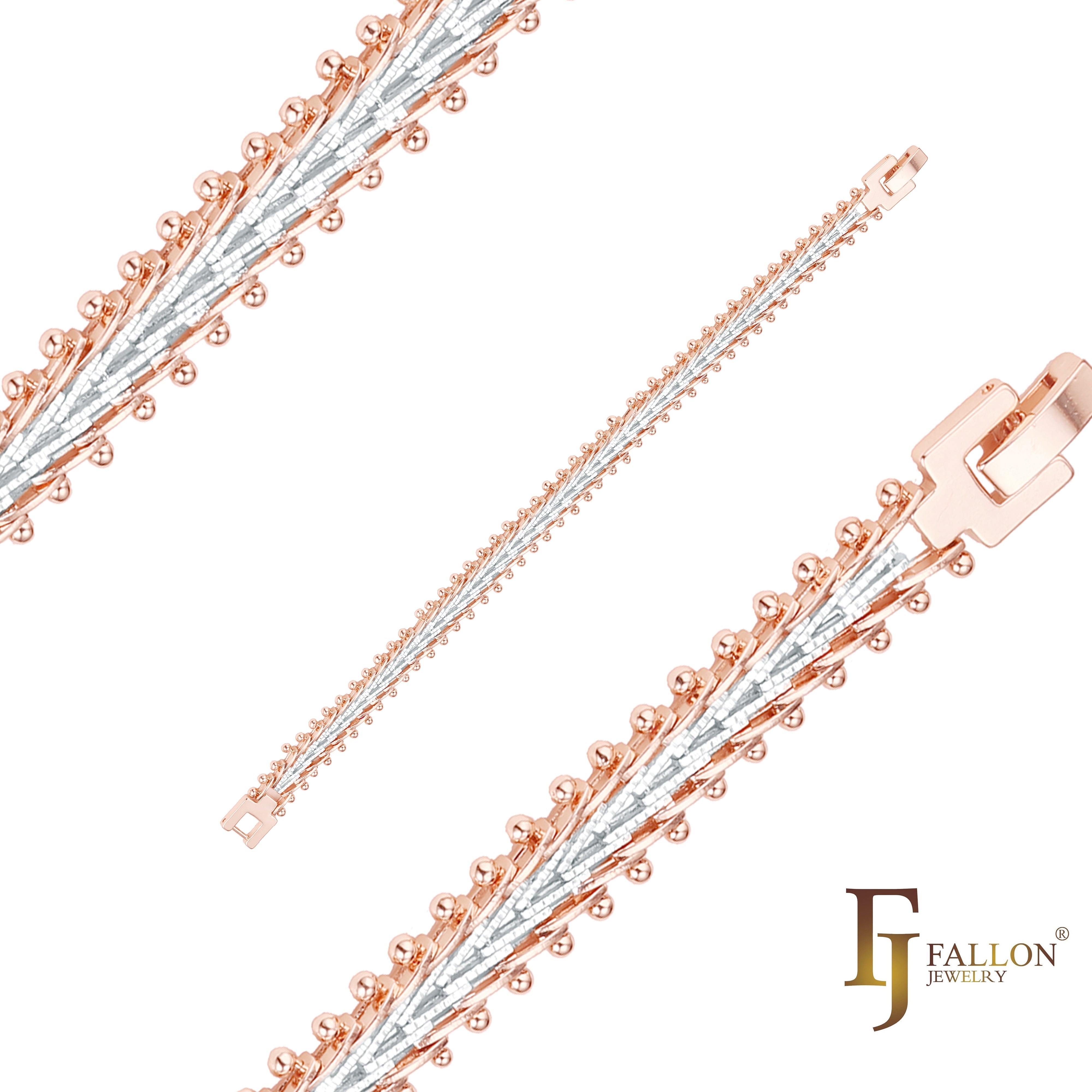 14K ゴールドカラーでメッキされた豪華な複雑なリンク ブレスレット