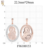 Double-Sided Orthodox Virgin Mary Pendant in Gold Plated Brass – Iconic Oval Religious Medal