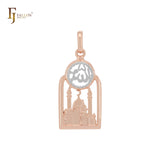 Pingente de ouro branco, ouro 14K e ouro rosa do templo islâmico