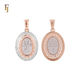 Portrait of Saint Matrona Russian Orthodox Rose Gold Religious Pendant