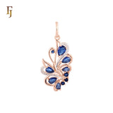 Luxurious Tip of the wing of peacock cluster deep blue Rose Gold two tone Fashion Pendant