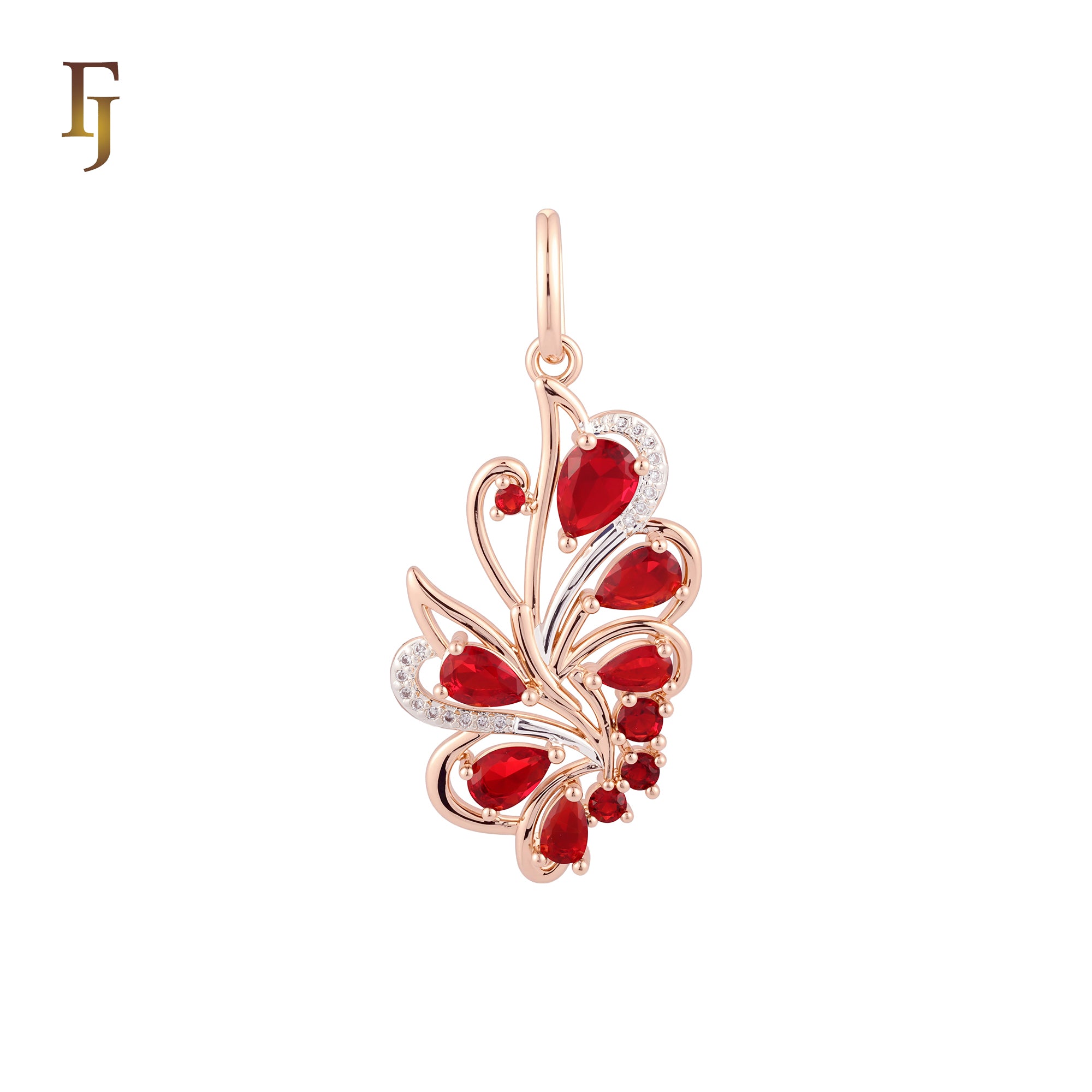 Luxurious Tip of the wing of peacock cluster deep blue Rose Gold two tone Fashion Pendant
