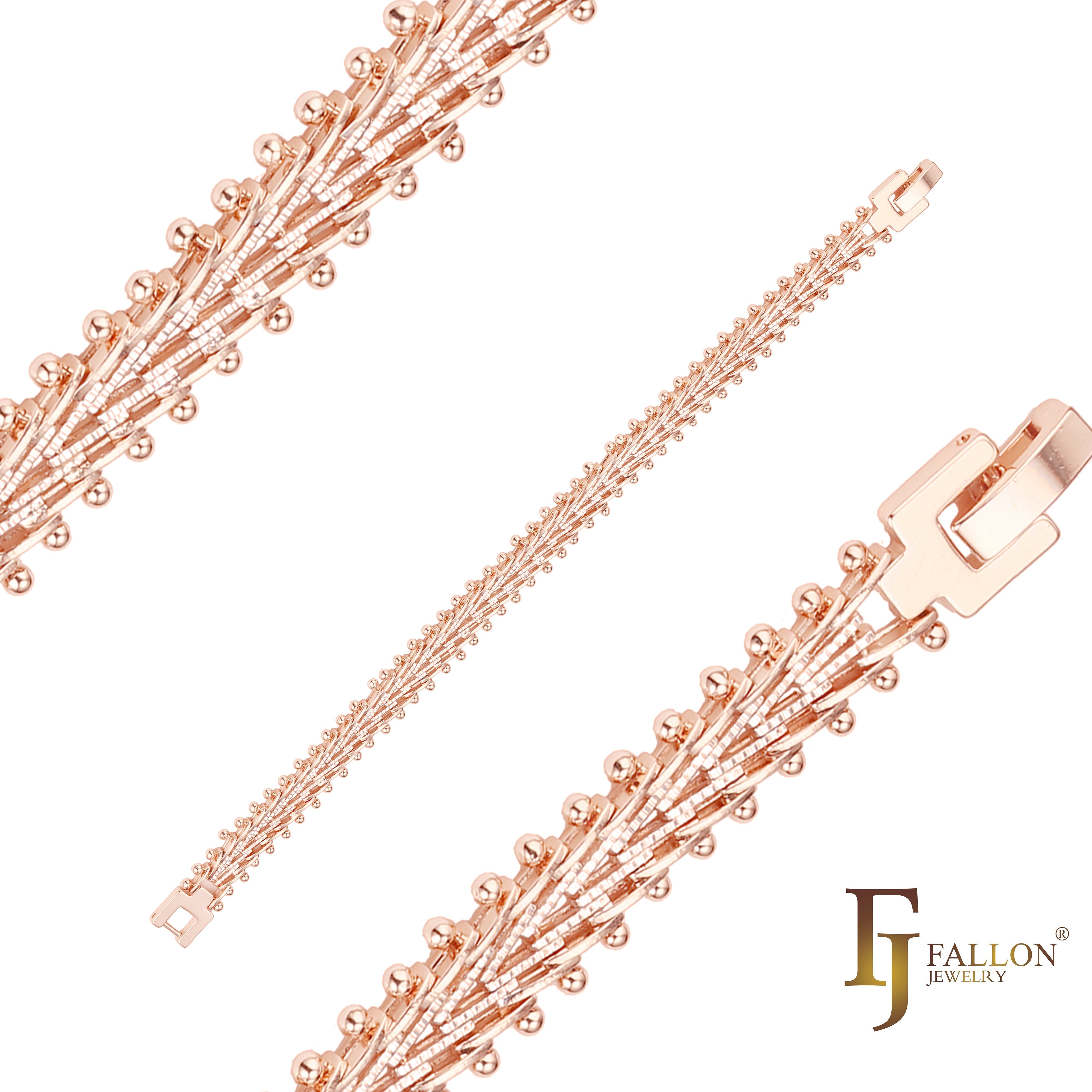 14K ゴールドカラーでメッキされた豪華な複雑なリンク ブレスレット