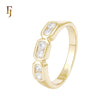 Triple Double White CZs 14K Gold Fahion Rings