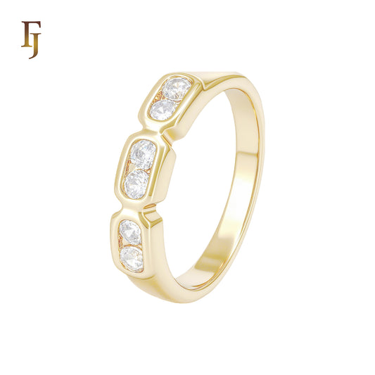 Triple Double White CZs 14K Gold Fahion Rings