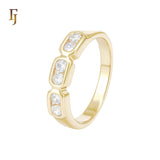 Triple Double White CZs 14K Gold Fahion Rings