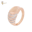 Anillos de moda de oro rosa en dos tonos con triple fila de circonitas blancas