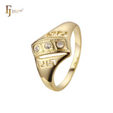 Offene Ringe mit doppelten Bl?ttern aus 18-kar?tigem Gold, 14-kar?tigem Gold, Ros¨¦gold und zweifarbigen Beschichtungen