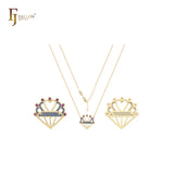 Collar de oro rosa de 14 quilates con símbolo de corazón y diamantes de circonitas cúbicas de colores.