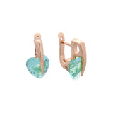 Pendientes de oro de 14 quilates, oro rosa y oro blanco con circonitas cúbicas de colores y corazón solitario.