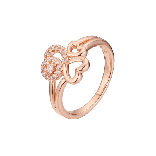 Anillos triple corazón en Oro de 14K, colores baño de Oro Rosa