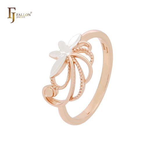 Anillos minimalistas de oro rosa en dos tonos con estrellas brillantes