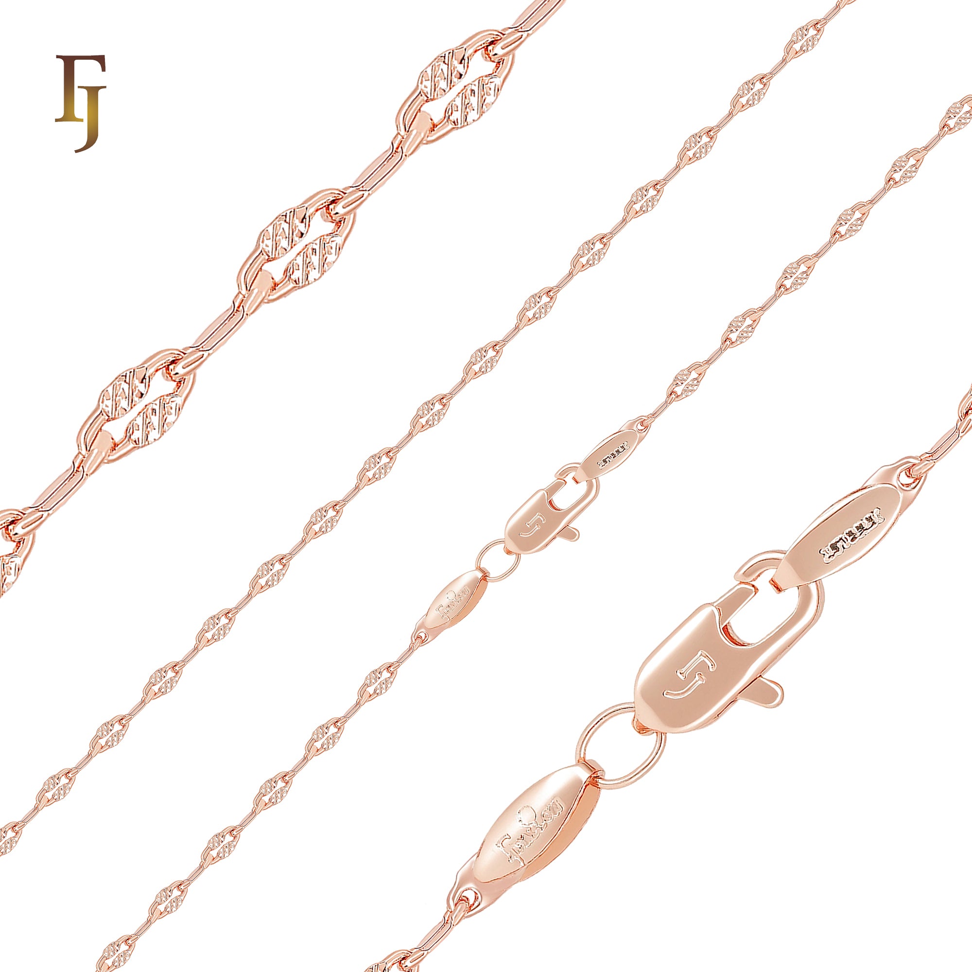 Hammered Sequin Cable Link Rose Gold Fancy Link Chain