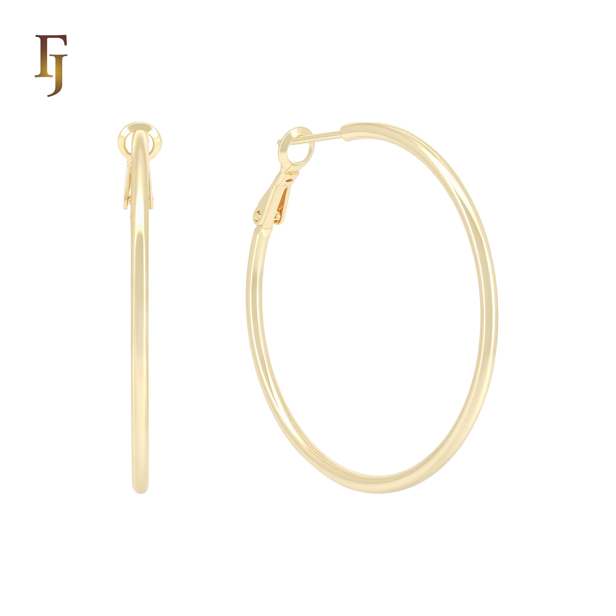 Glossy 14K Gold Streamlined Hoop Earrings