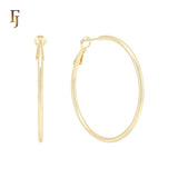 Glossy 14K Gold Streamlined Hoop Earrings