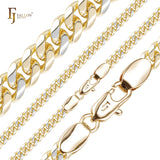 Cadenas de superficie aplanada con flancos redondeados y eslabones cubanos estilo clásico de Miami chapadas en oro de 14 quilates, oro rosa RFSF