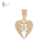 Подвеска Angel's Wing с сердцем из белого фианита и розового золота