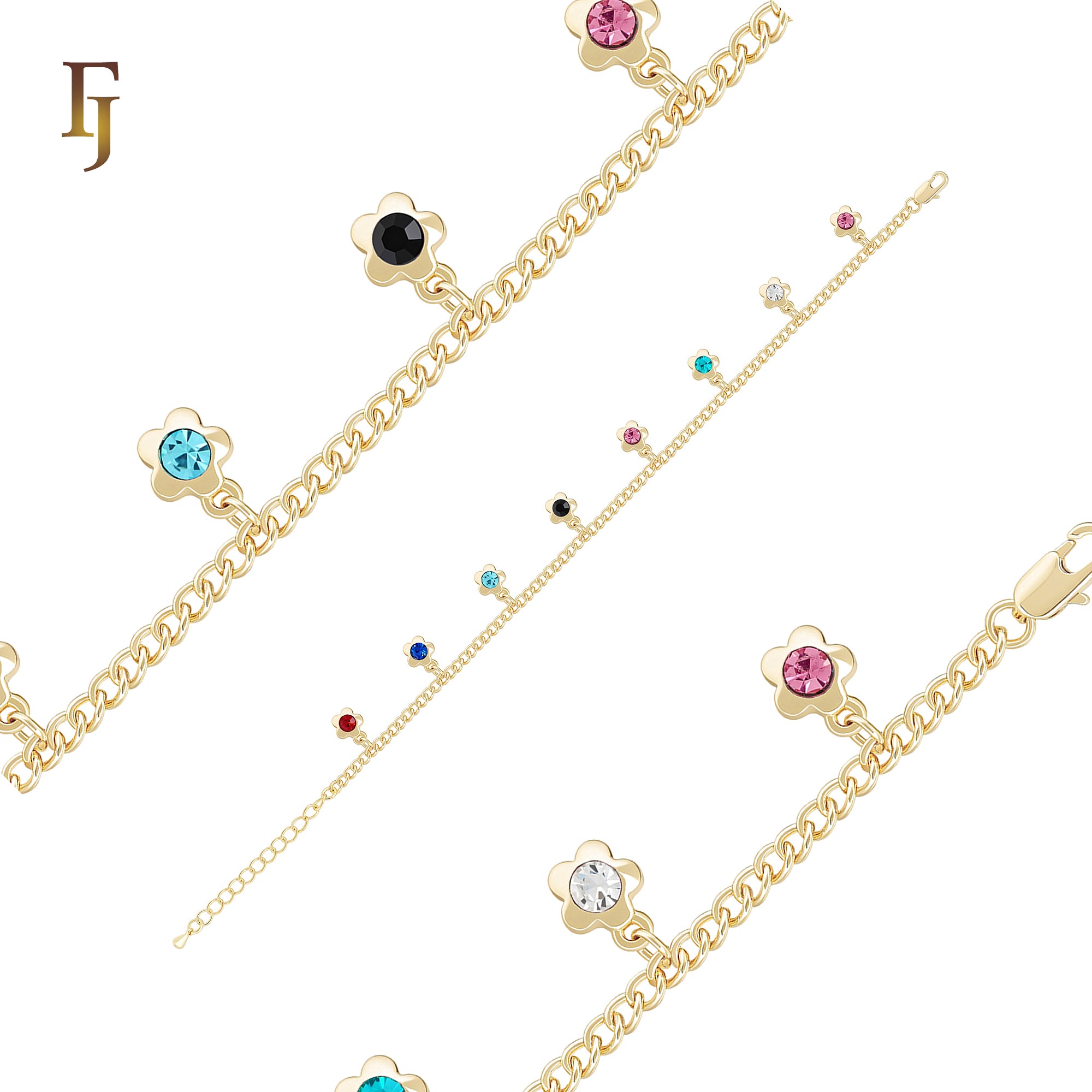 Little Charms of Birthstones 14K Gold Bracelets