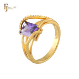 Anillos solitarios de oro rosa con circonitas coloridas