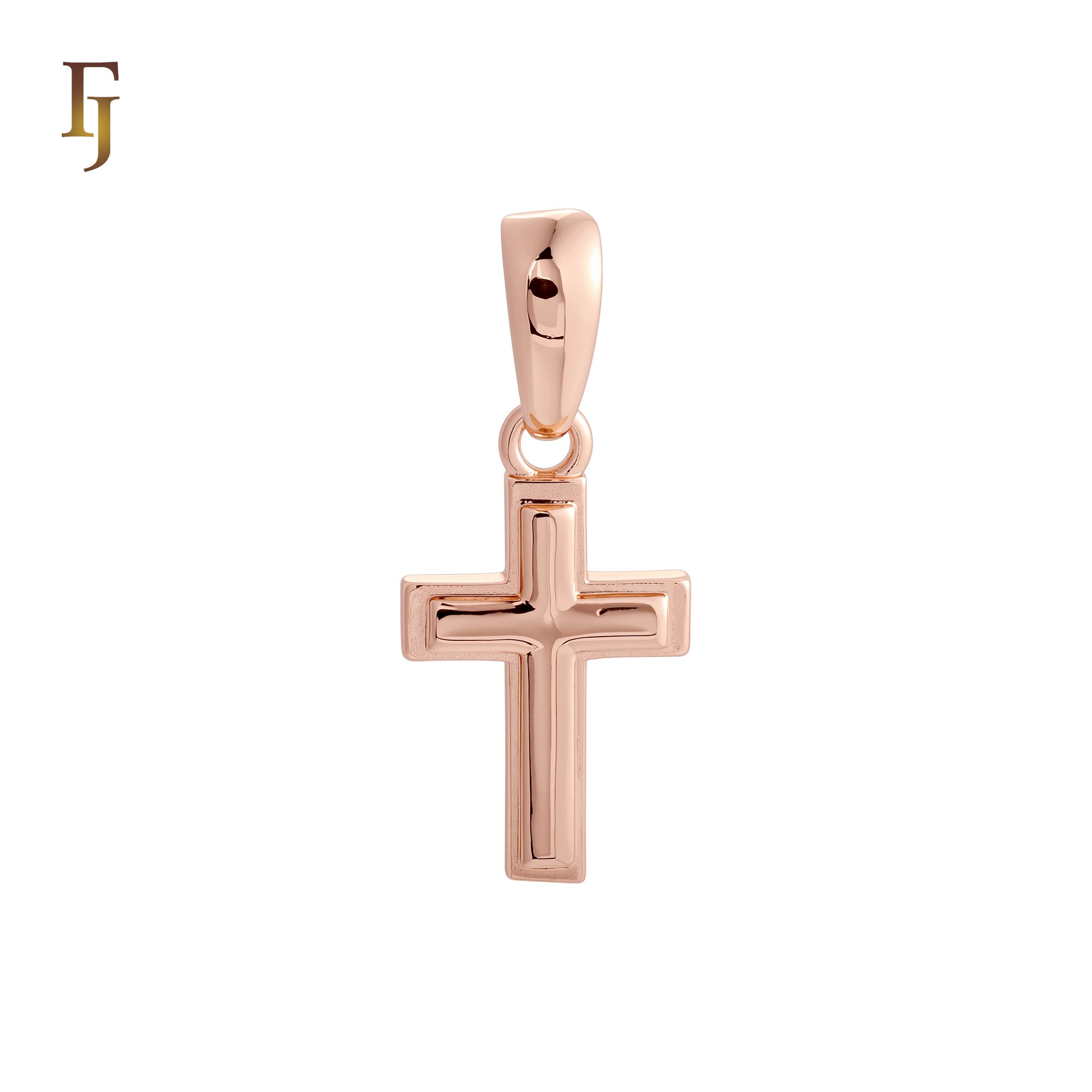 Solid Latin Cross Rose Gold Religious Pendant