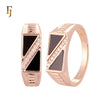 Double triangular Black onyx Rose Gold Men's Signet Rings
