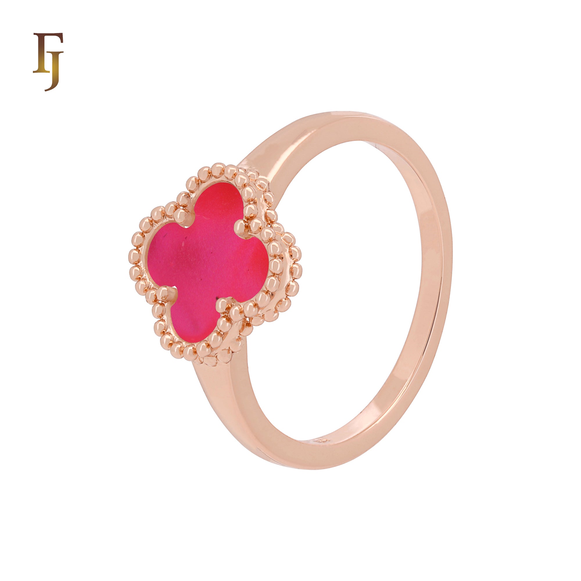 Minimalism Elegant Black or white Clover design Rose Gold  Fashion Rings