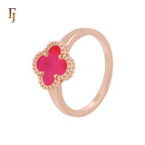 Minimalism Elegant Black or white Clover design Rose Gold  Fashion Rings