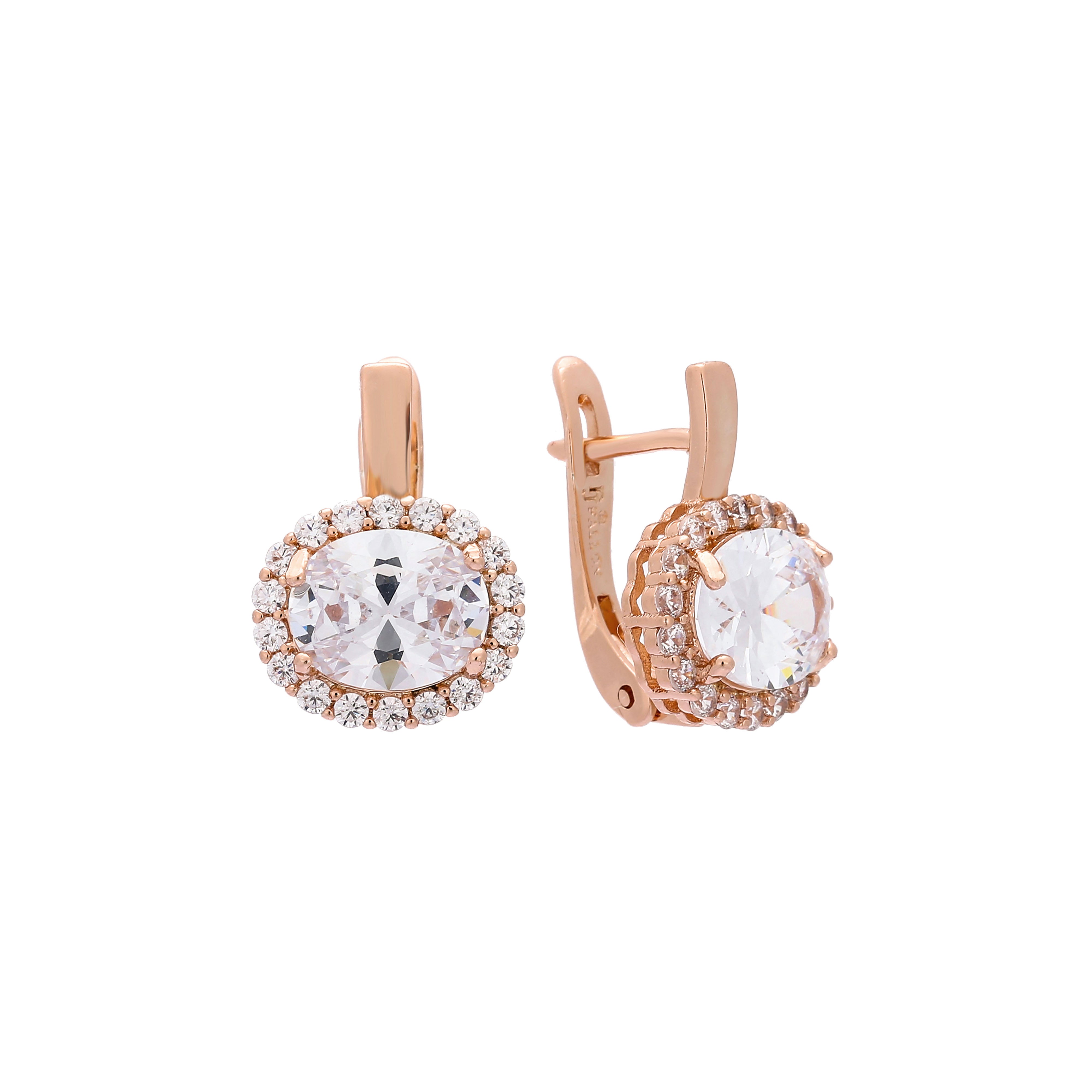 Серьги-галочки Oval Cluster из 14-каратного золота, покрытие розового золота